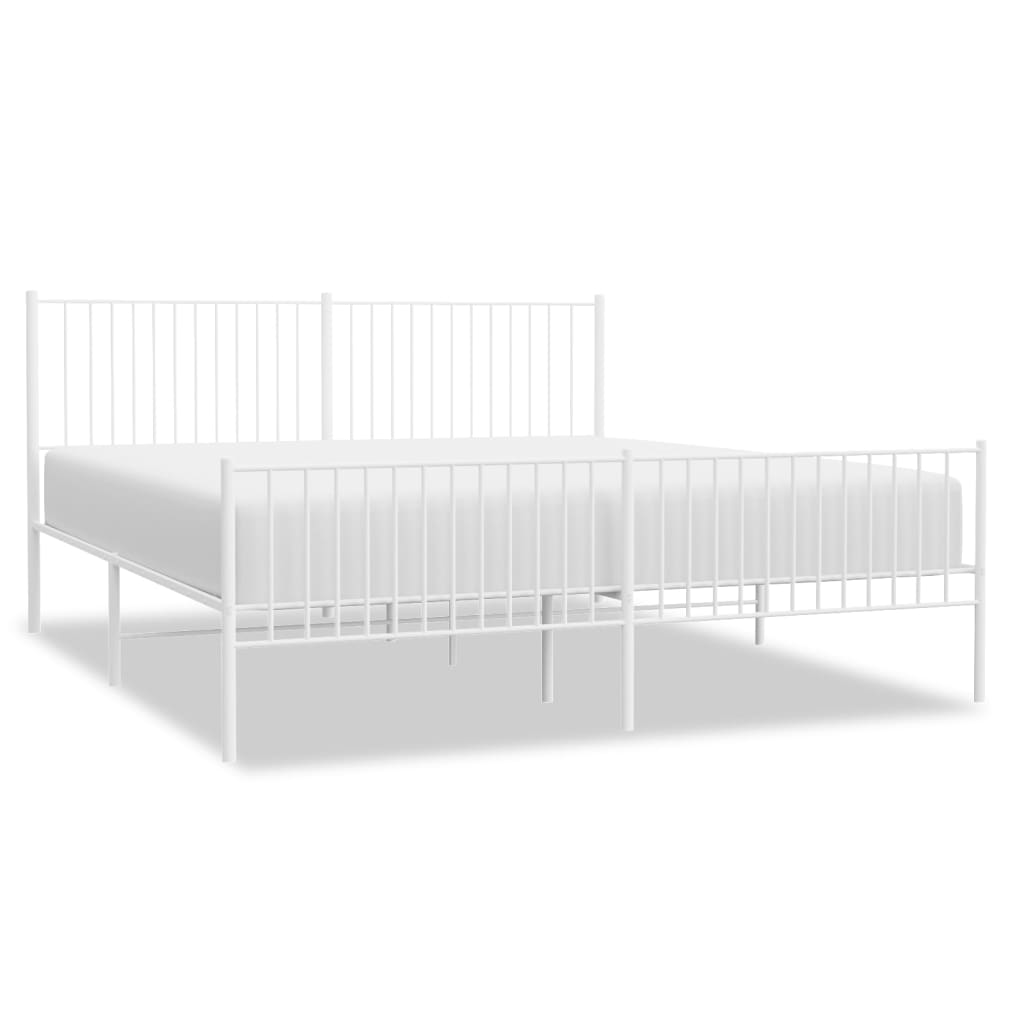 vidaXL Cadre de lit métal sans matelas et pied de lit blanc 193x203 cm