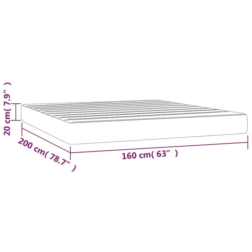 vidaXL Matelas de lit à ressorts ensachés Taupe 160x200x20 cm Tissu