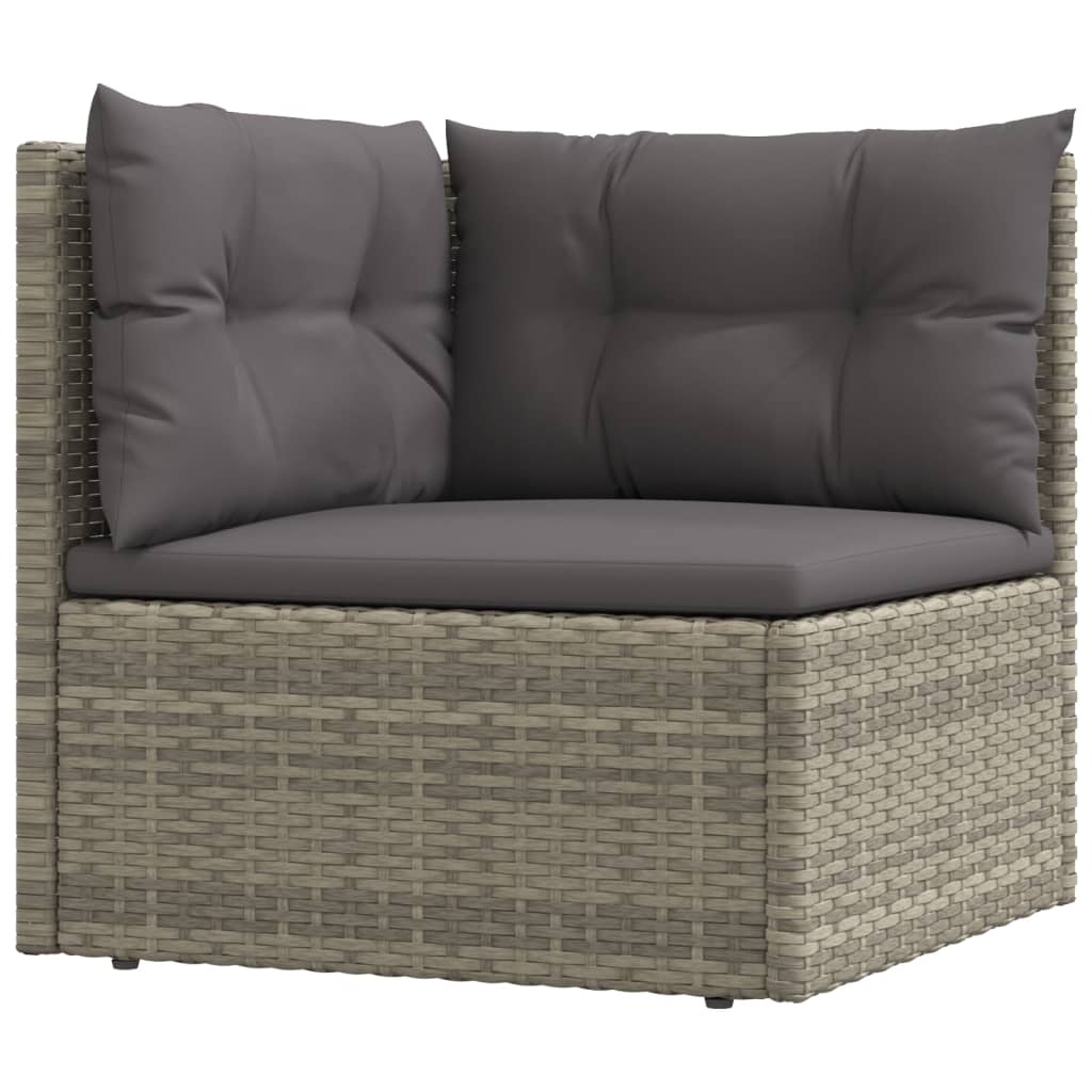 vidaXL Salon de jardin 5 pcs avec coussins Gris Résine tressée