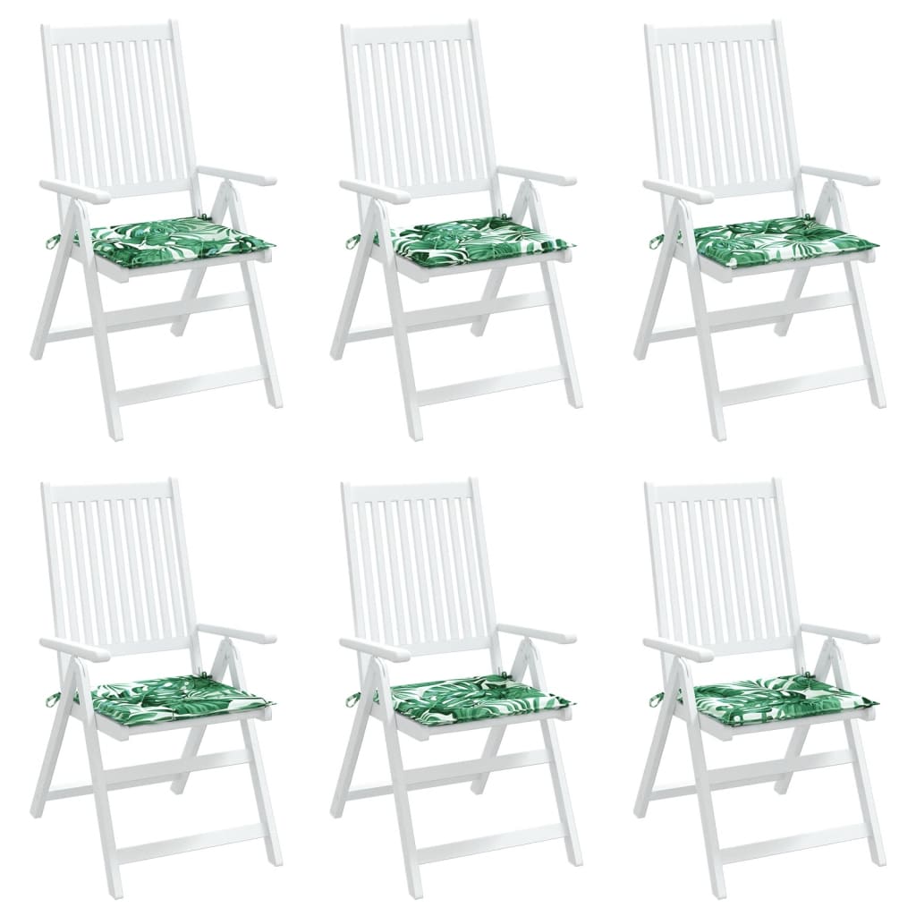 vidaXL Coussins de chaise lot de 6 motif de feuilles 50x50x3 cm tissu