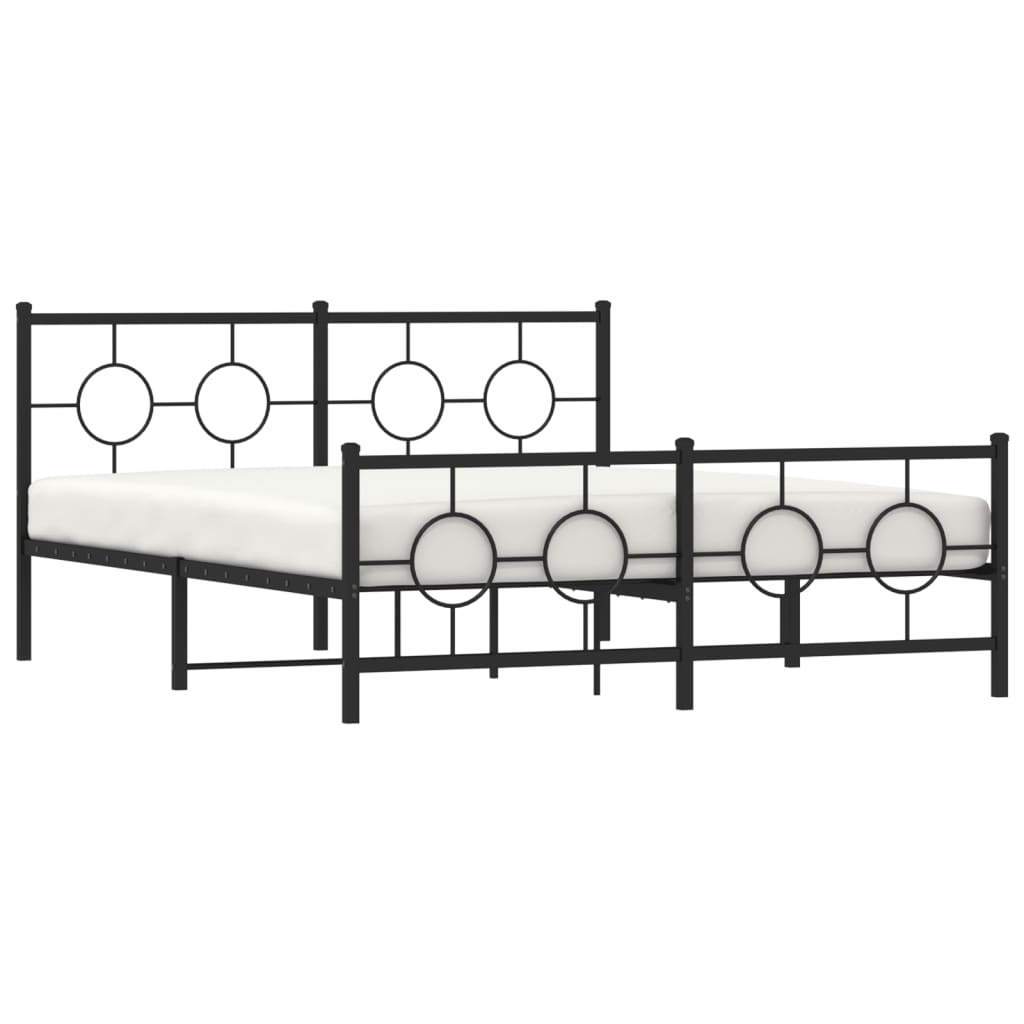 vidaXL Cadre de lit métal sans matelas avec pied de lit noir 150x200cm