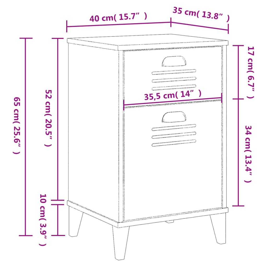 vidaXL Table de chevet VIKEN gris anthracite bois d'ingénierie