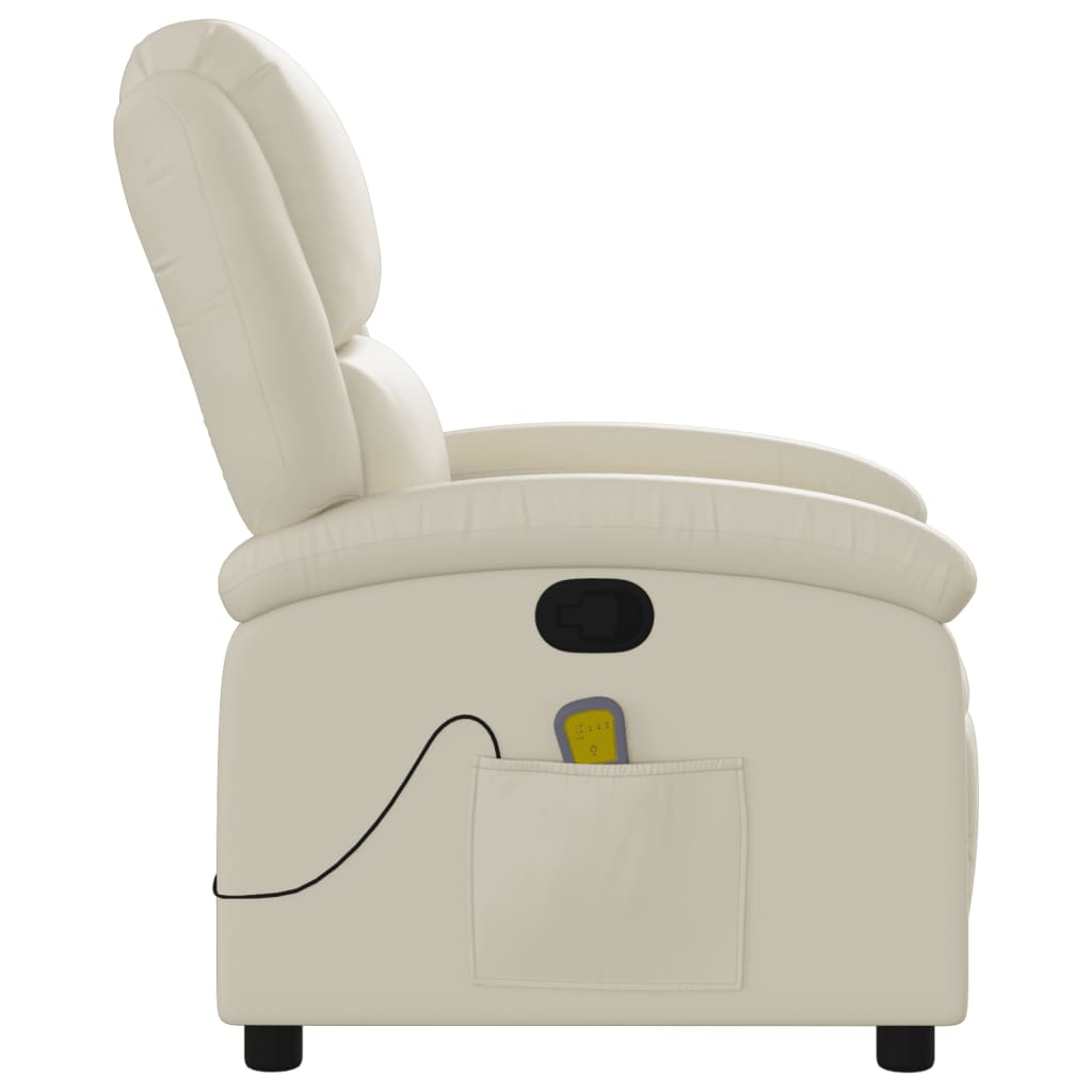 vidaXL Fauteuil inclinable de massage Crème Similicuir