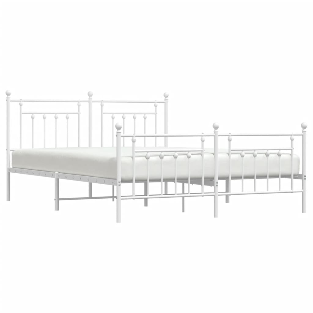 vidaXL Cadre de lit métal sans matelas et pied de lit blanc 183x213 cm