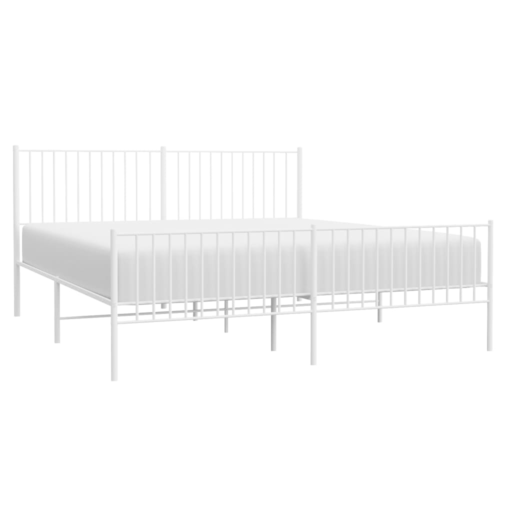 vidaXL Cadre de lit métal sans matelas et pied de lit blanc 180x200 cm