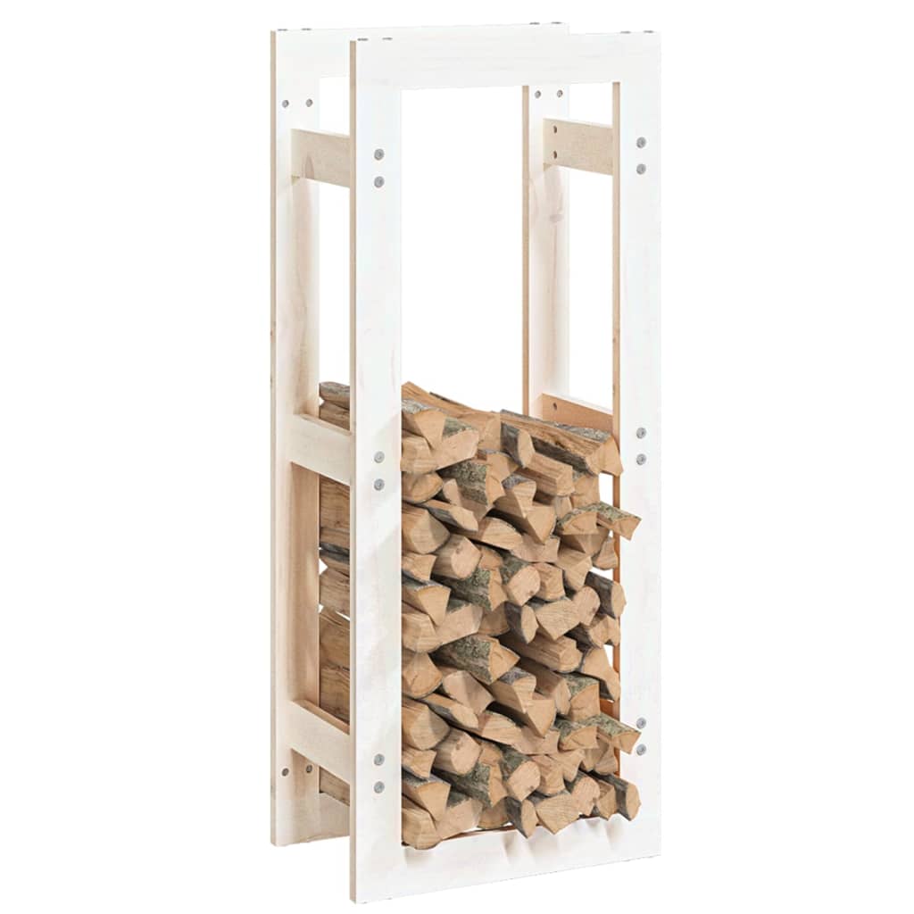 vidaXL Support pour bois de chauffage Blanc 41x25x100 cm Bois de pin