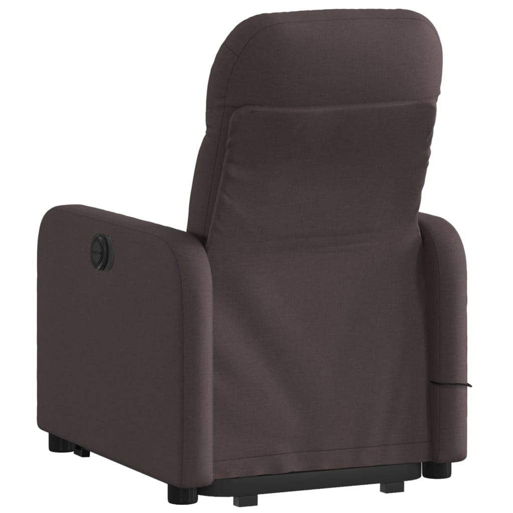 vidaXL Fauteuil inclinable de massage Marron foncé Tissu