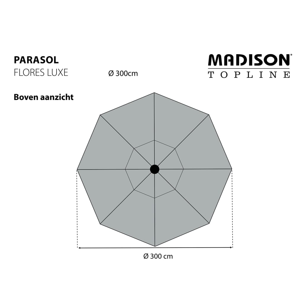 Madison Parasol Flores Luxe 300 cm Rond Vert sage