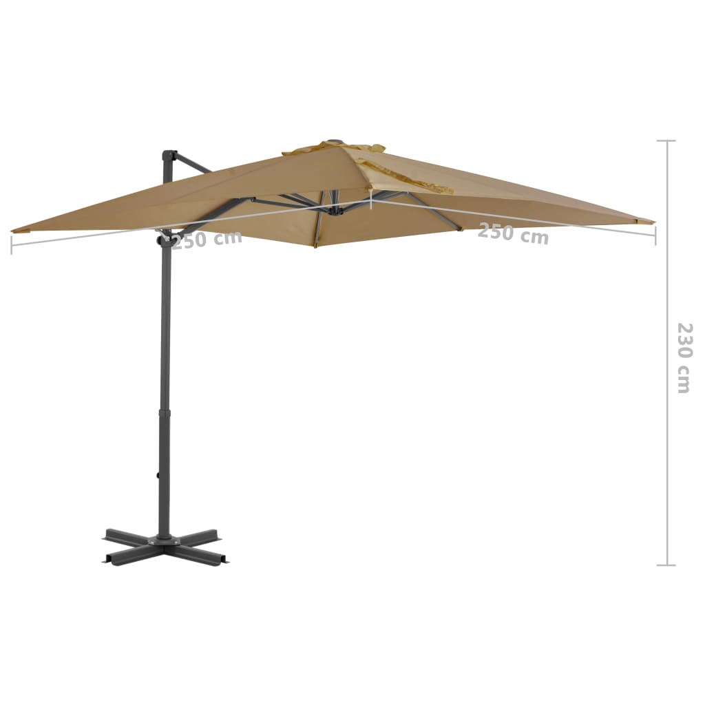 vidaXL Parasol avec base portable Taupe