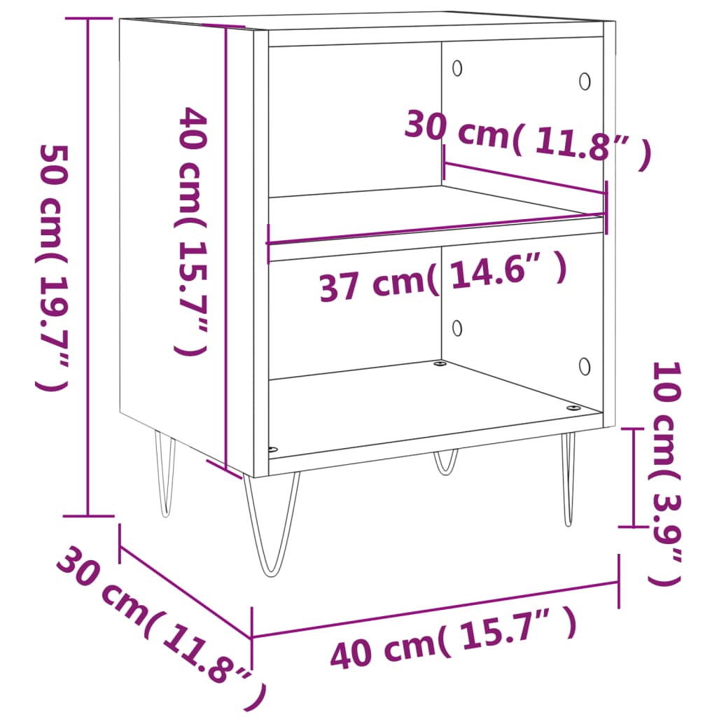 vidaXL Table de chevet chêne sonoma 40x30x50 cm bois d'ingénierie