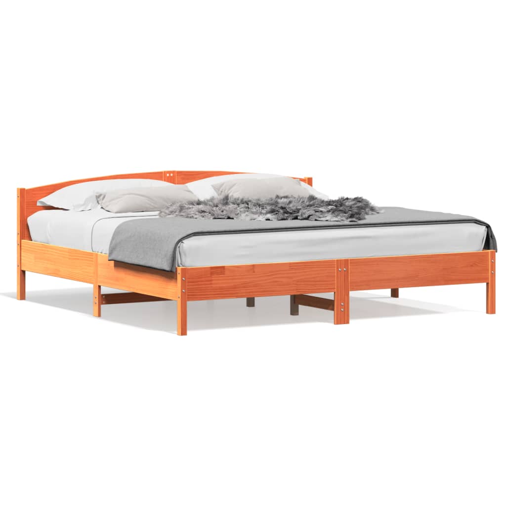 vidaXL Cadre de lit et tête de lit cire marron 200x200 cm bois de pin