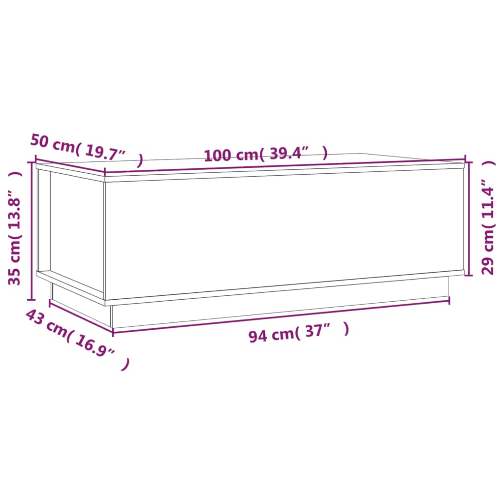 vidaXL Table basse Gris 100x50x35 cm Bois massif de pin