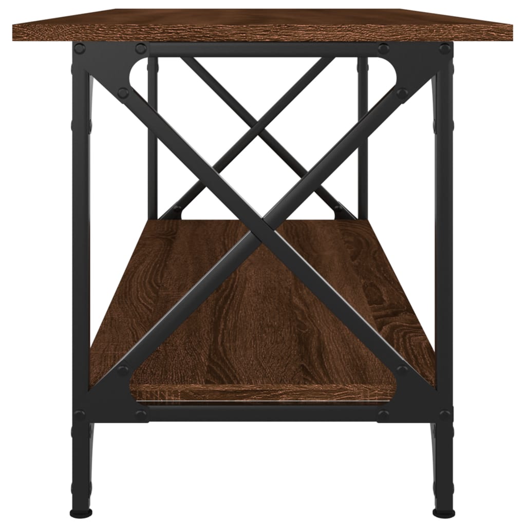 vidaXL Table basse Chêne marron 100x45x45 cm Bois d'ingénierie et fer