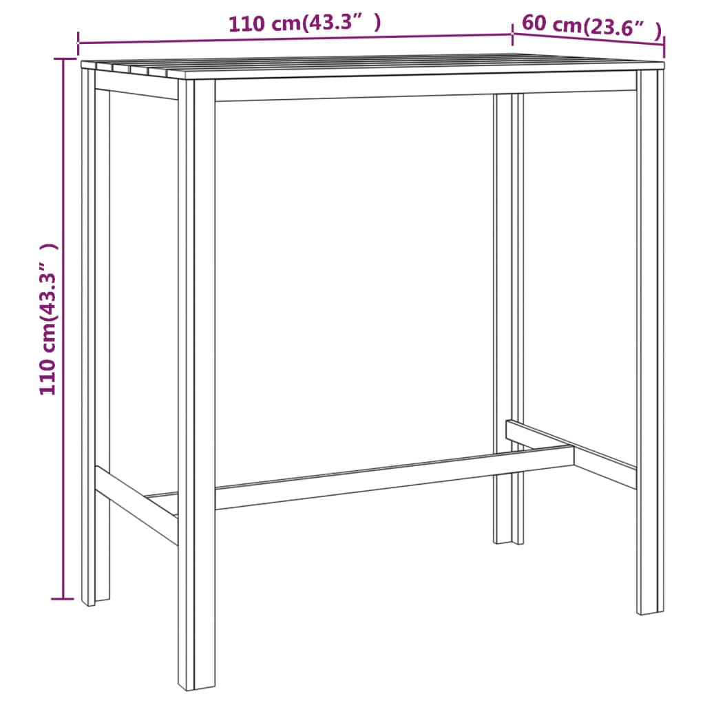 vidaXL Table de bar 110x60x110 cm Bois de pin imprégné