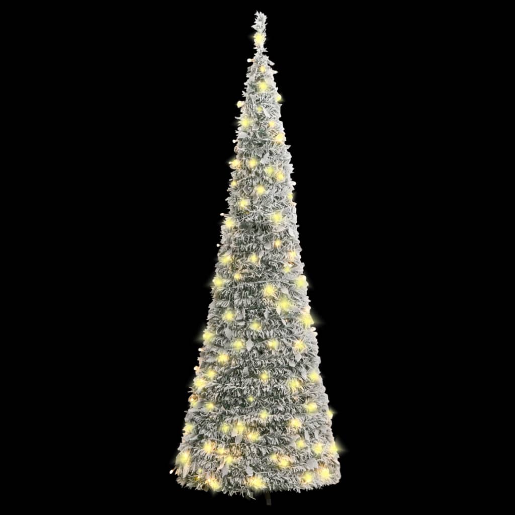 vidaXL Sapin de Noël artificiel escamotable avec neige floquée 150 LED