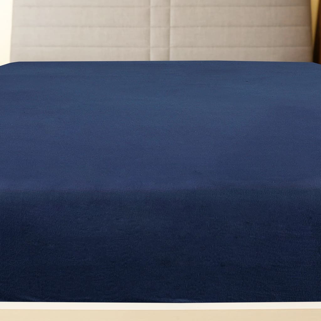 vidaXL Drap-housse Jersey Bleu marine 160x200 cm Coton