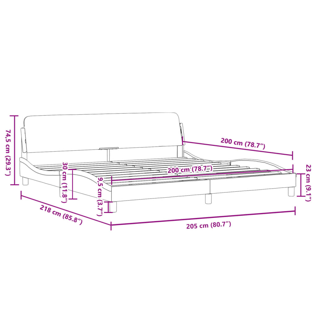 vidaXL Cadre de lit sans matelas noir 200x200 cm velours