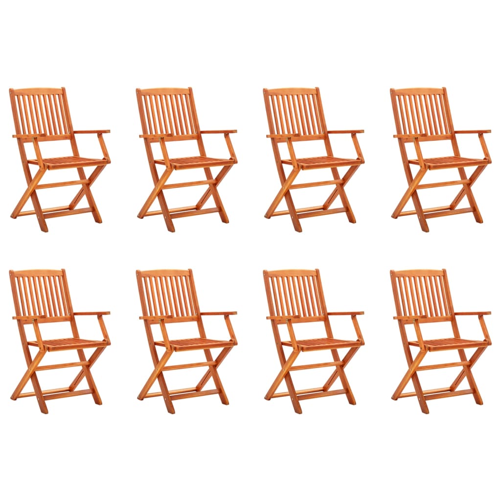 vidaXL Chaises de jardin pliables lot de 8 Bois d'eucalyptus massif