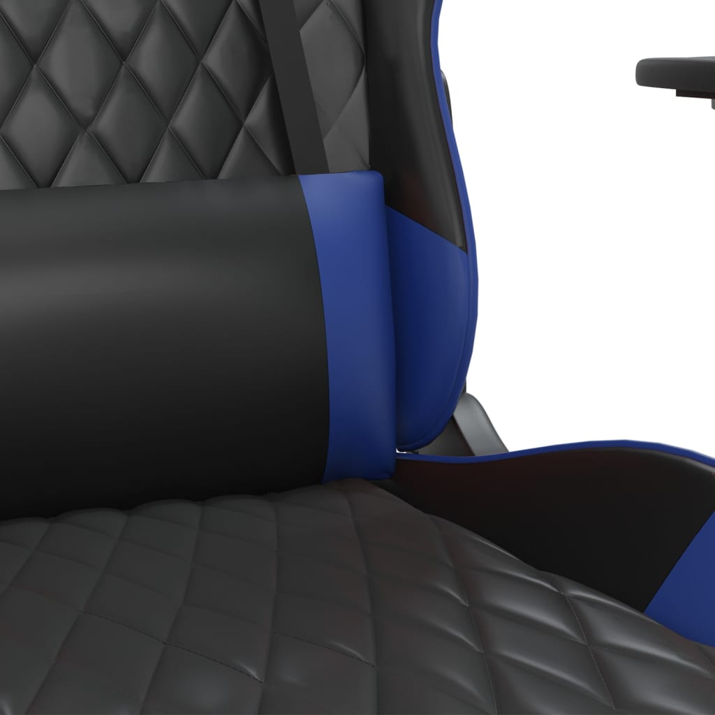 vidaXL Chaise de jeu de massage et repose-pied Noir et bleu Similicuir