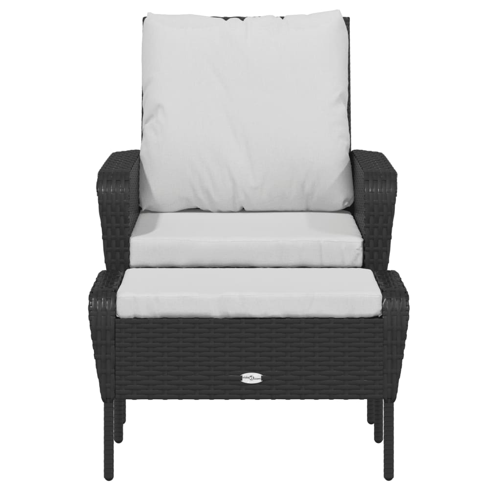 vidaXL Chaise de jardin avec tabouret noir résine tressée