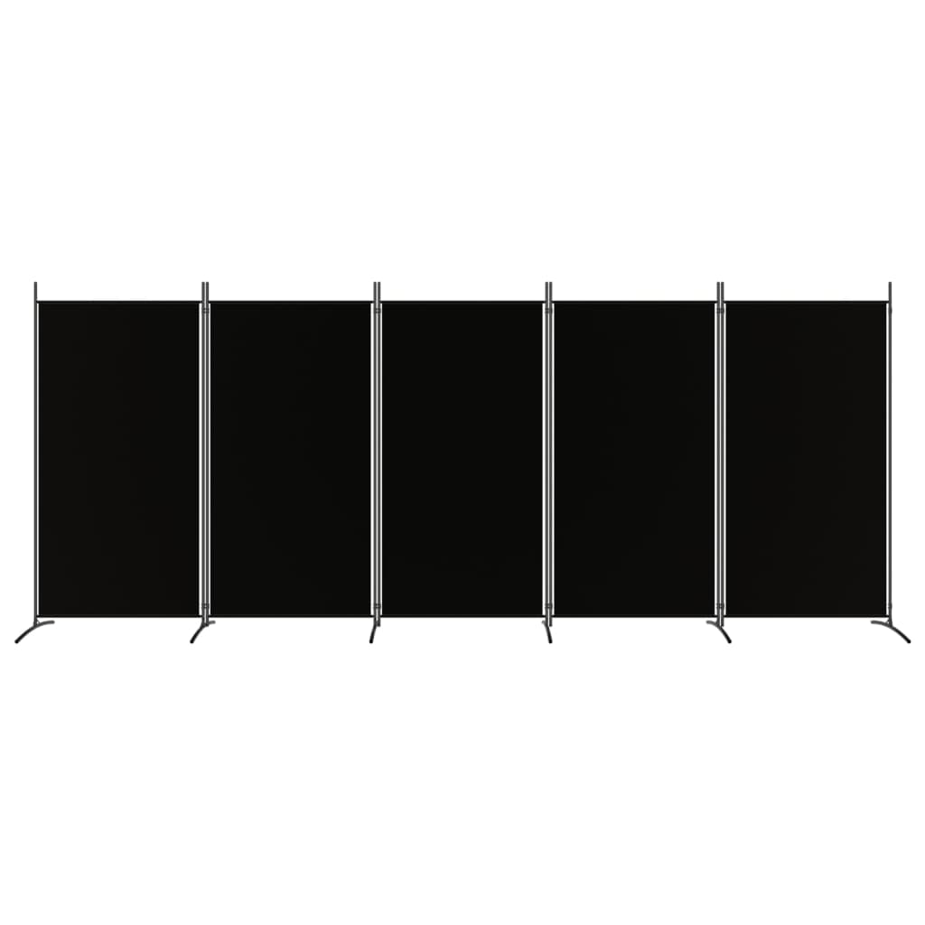 vidaXL Cloison de séparation 5 panneaux Noir 433x180 cm Tissu
