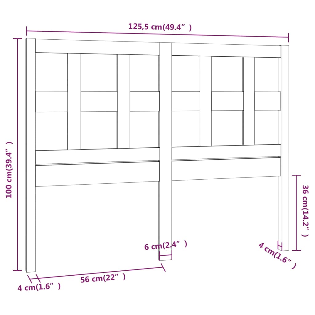 vidaXL Tête de lit Blanc 125,5x4x100 cm Bois massif de pin