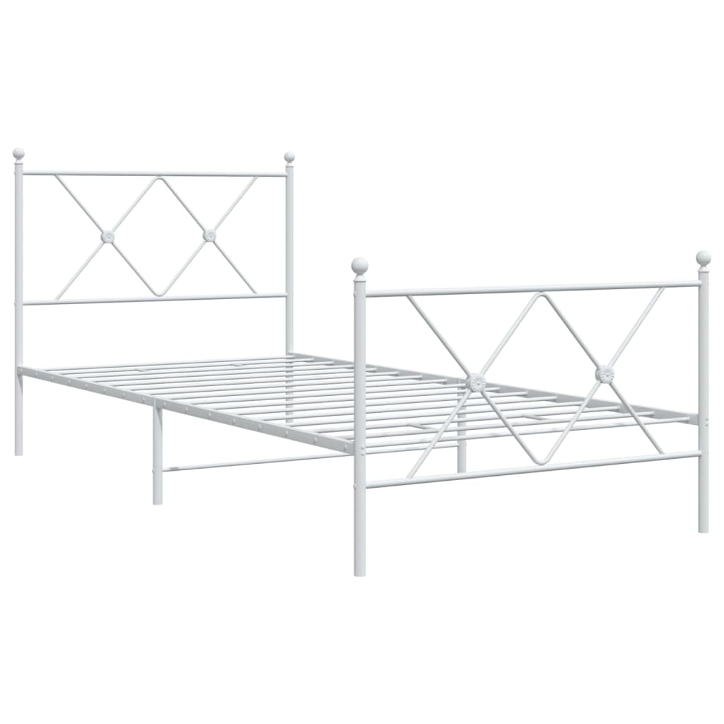 vidaXL Cadre de lit métal sans matelas avec pied de lit blanc 90x200cm