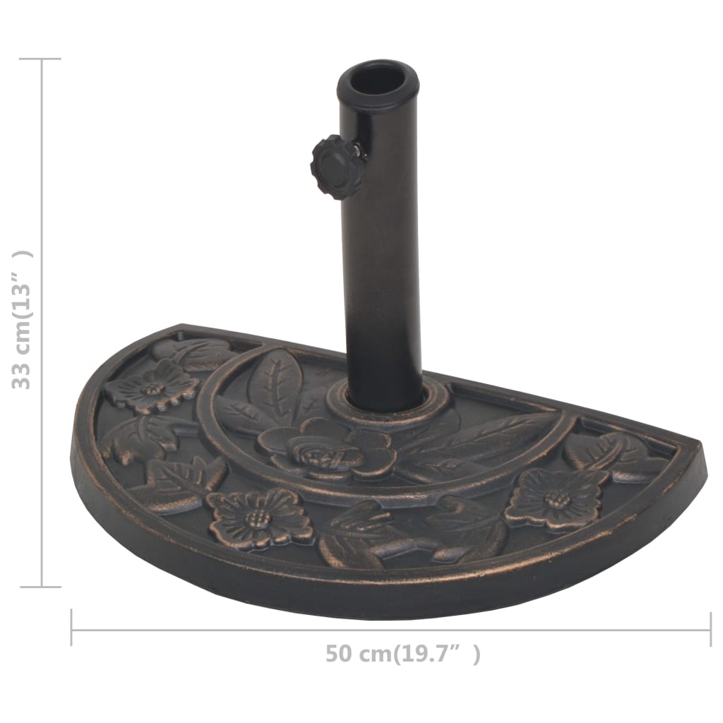 vidaXL Socle de parasol en résine demi-cercle Bronze 9 kg