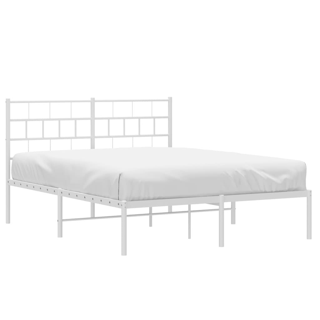 vidaXL Cadre de lit métal sans matelas et tête de lit blanc 140x190 cm