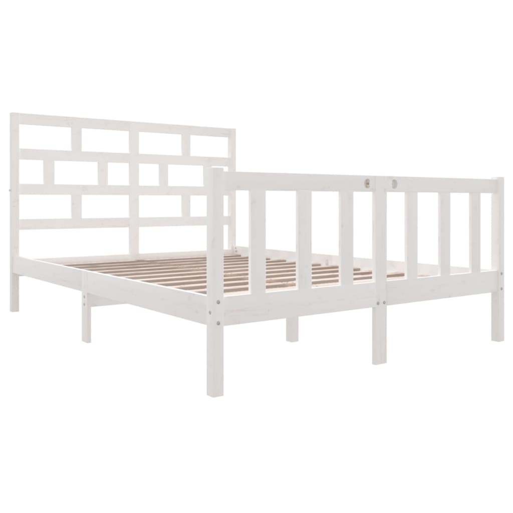 vidaXL Cadre de lit Blanc Bois de pin massif 140x200 cm