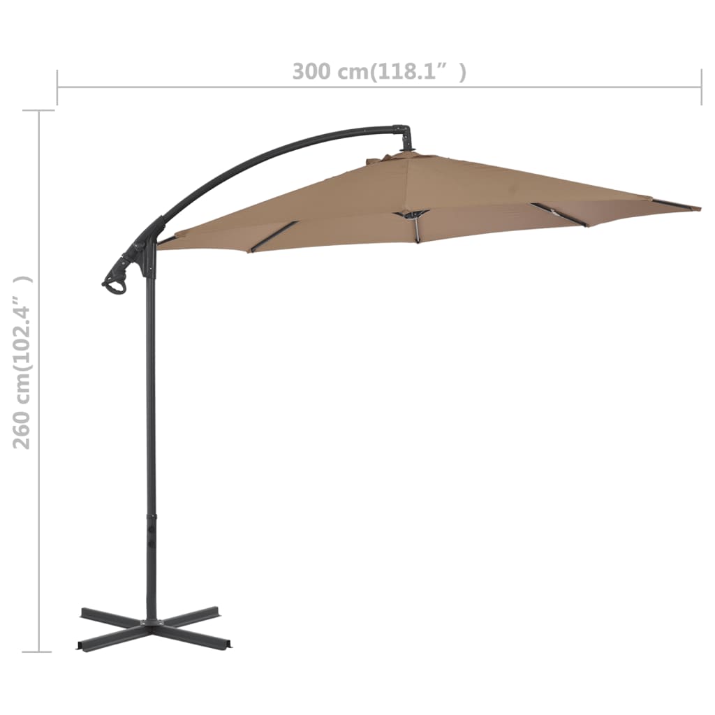 vidaXL Parasol de jardin en porte-à-feux avec poteau en acier taupe