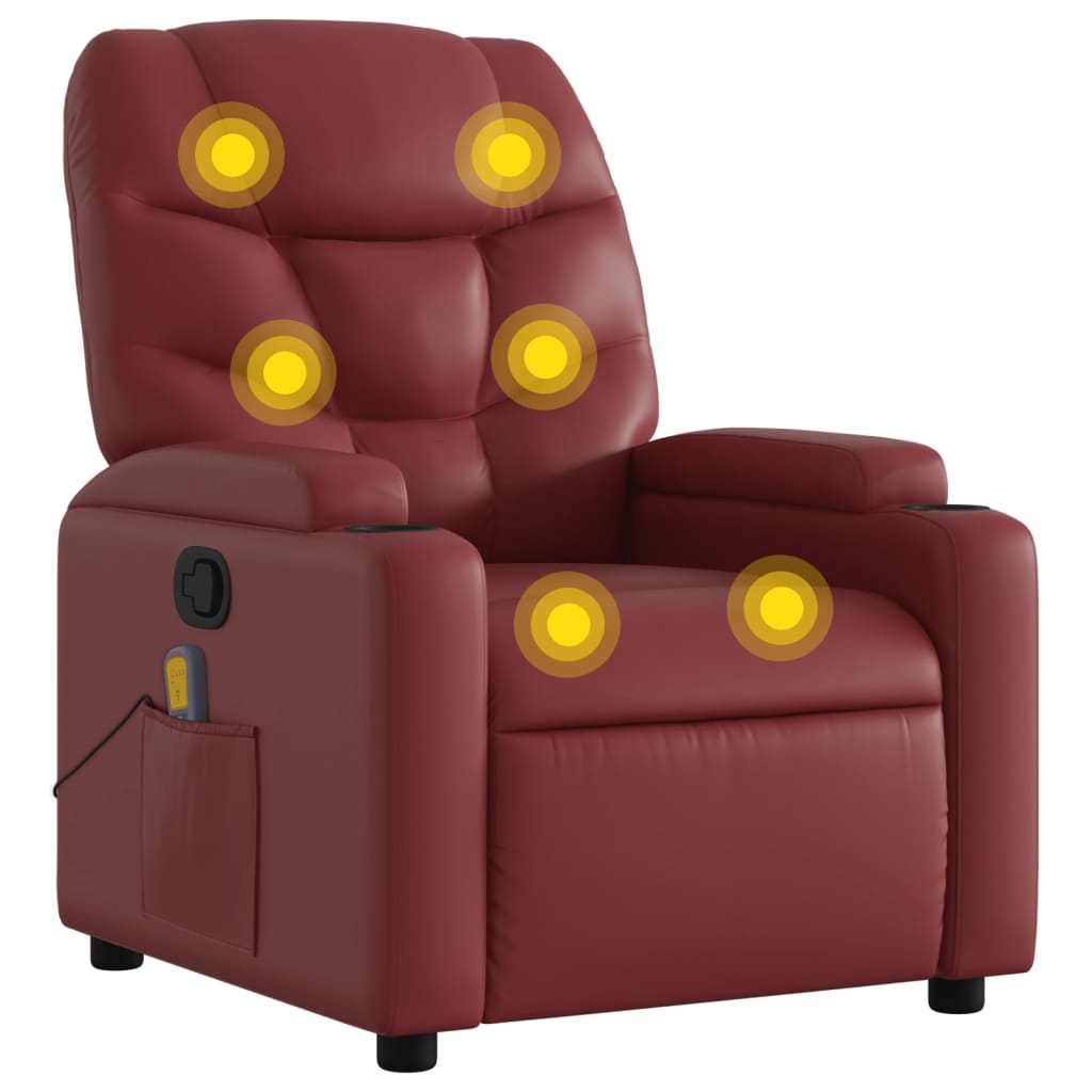 vidaXL Fauteuil de massage inclinable Rouge bordeaux Similicuir