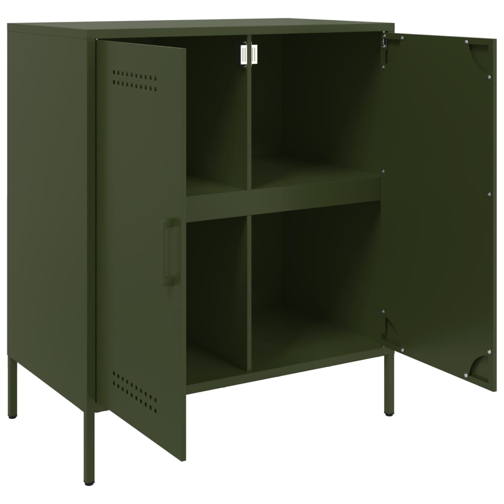 vidaXL Buffet vert olive 68x39x79 cm acier