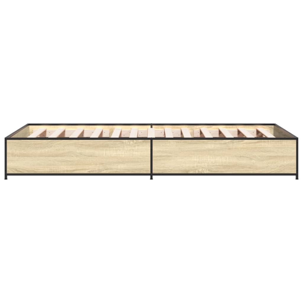 vidaXL Cadre de lit chêne sonoma 75x190 cm bois d'ingénierie et métal