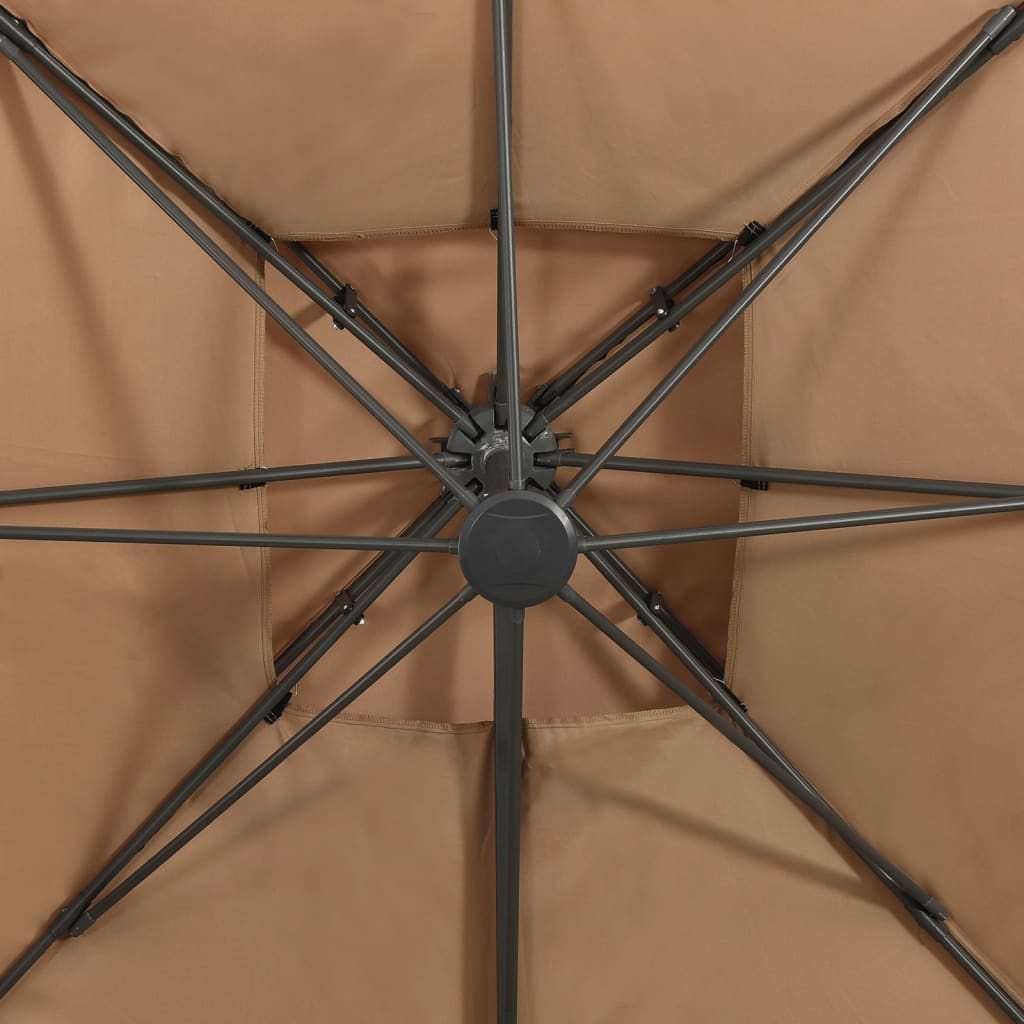 vidaXL Parasol déporté avec double toit 300x300 cm taupe
