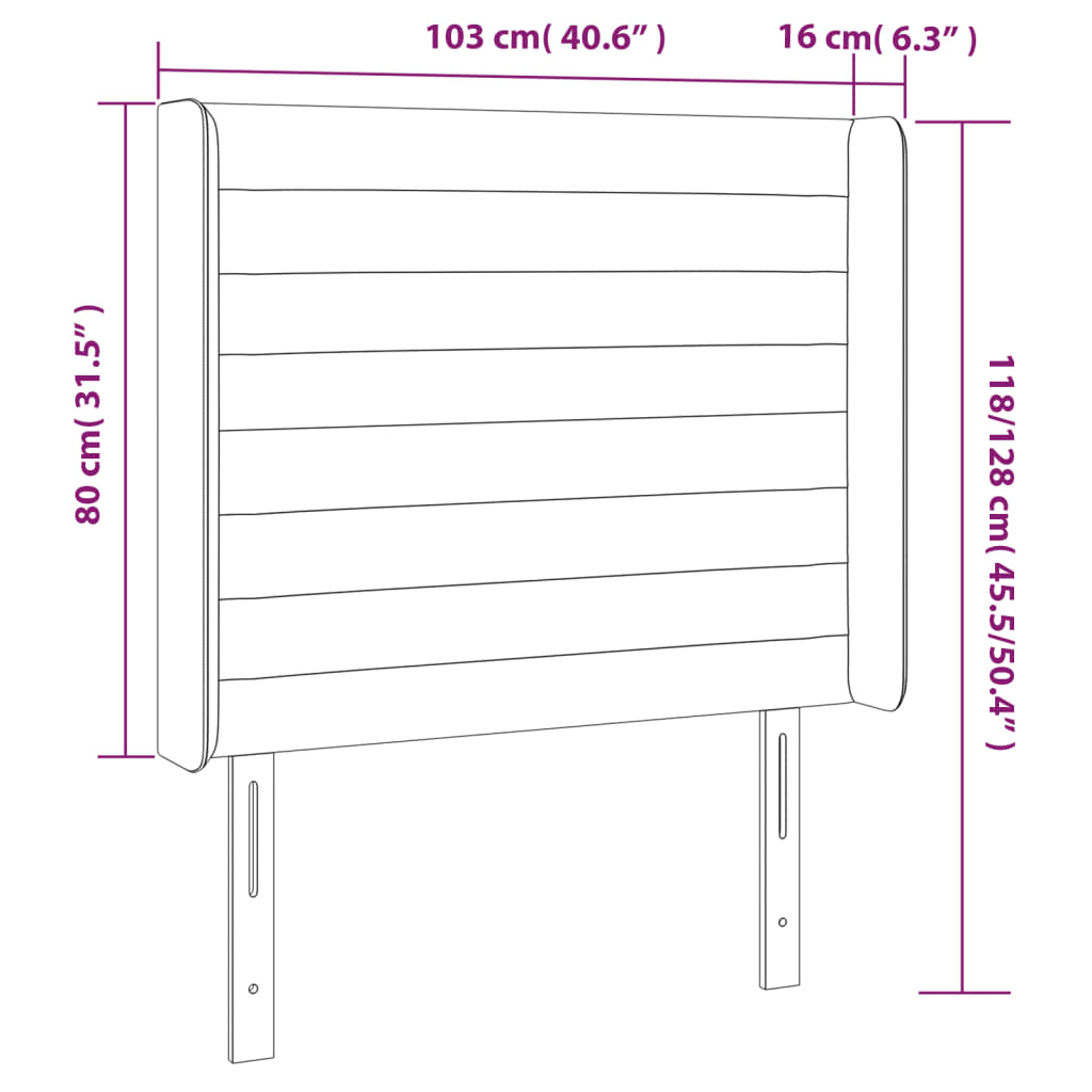 vidaXL Tête de lit avec oreilles Gris clair 103x16x118/128 cm Tissu