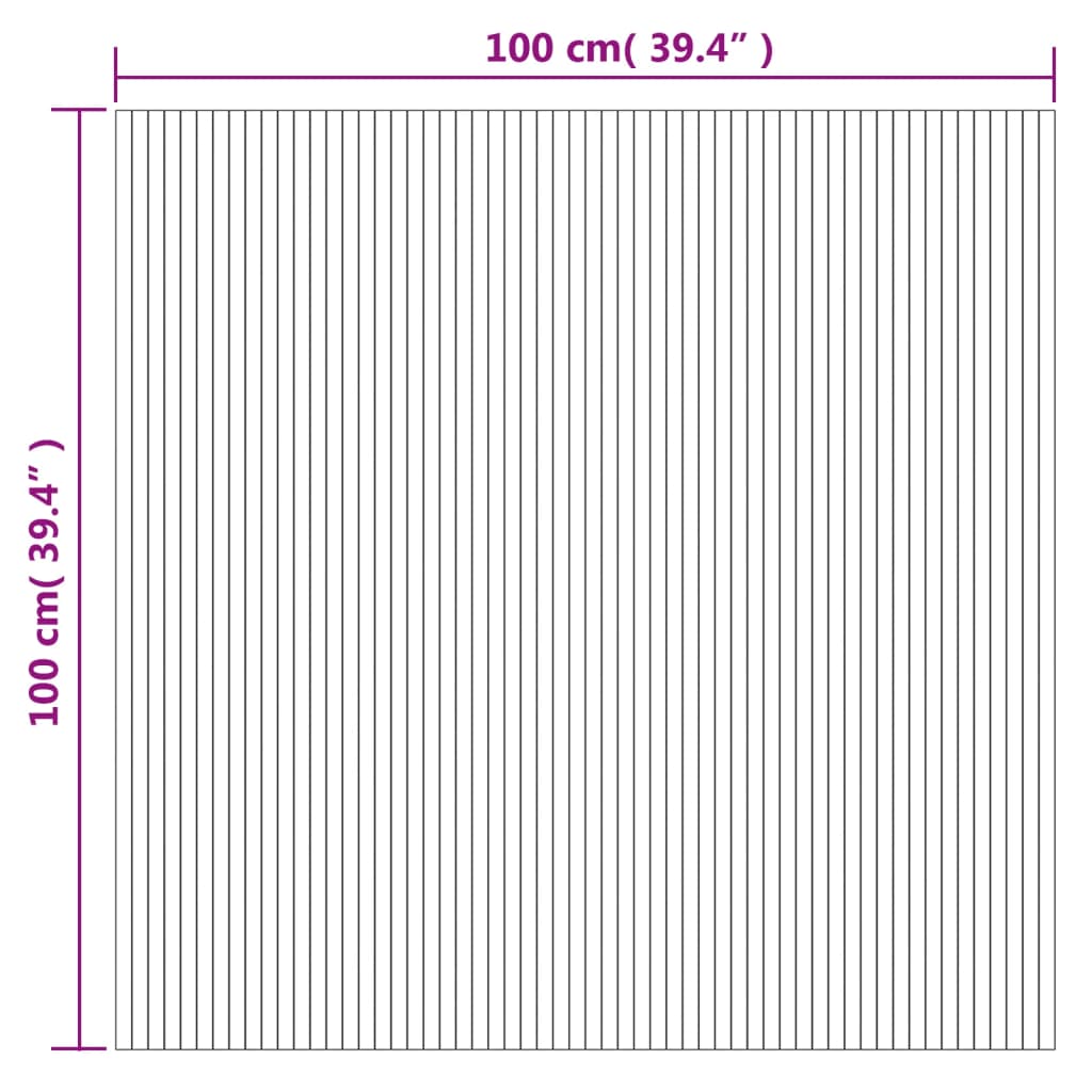 vidaXL Tapis rectangulaire gris 100x100 cm bambou