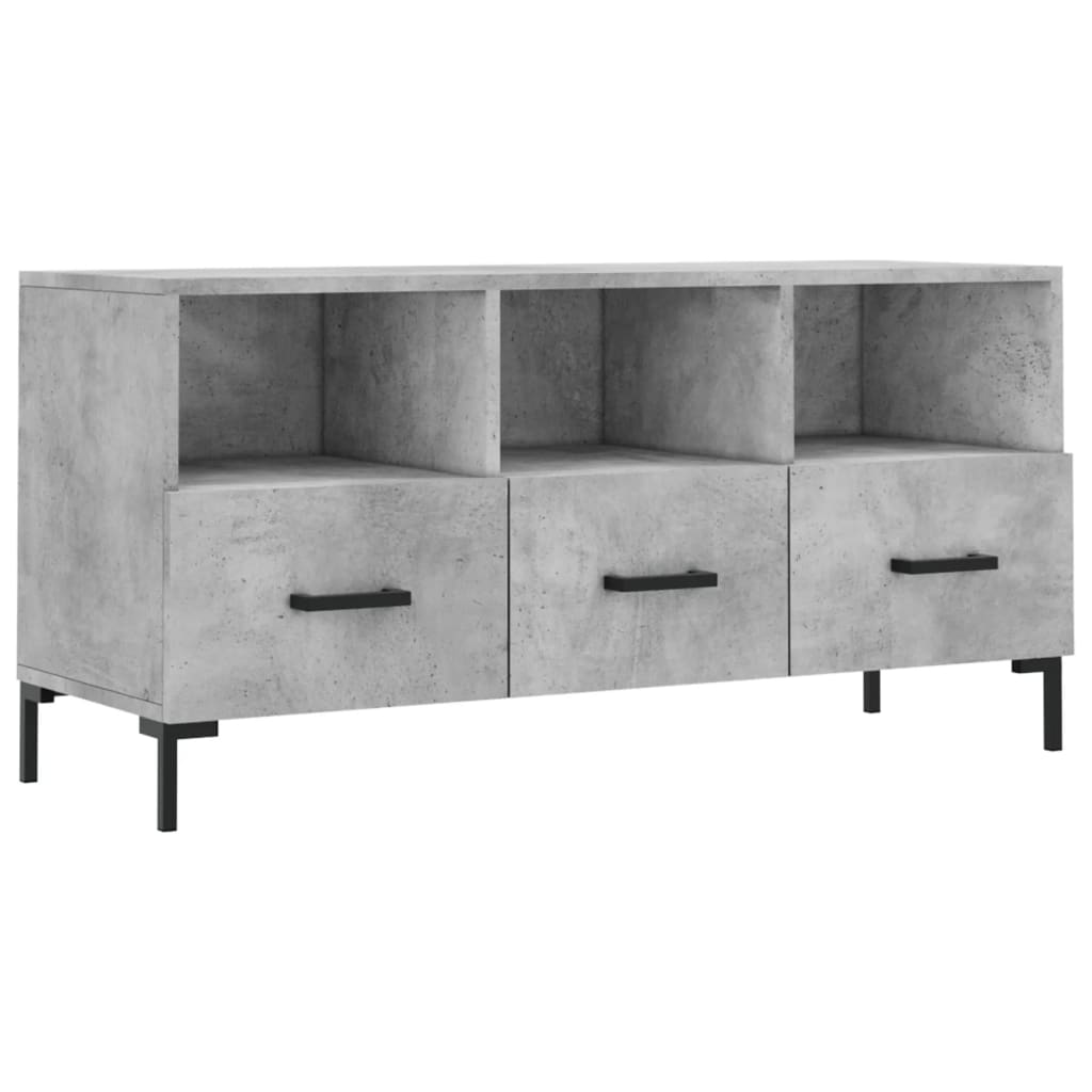 vidaXL Meuble TV gris béton 102x36x50 cm bois d'ingénierie