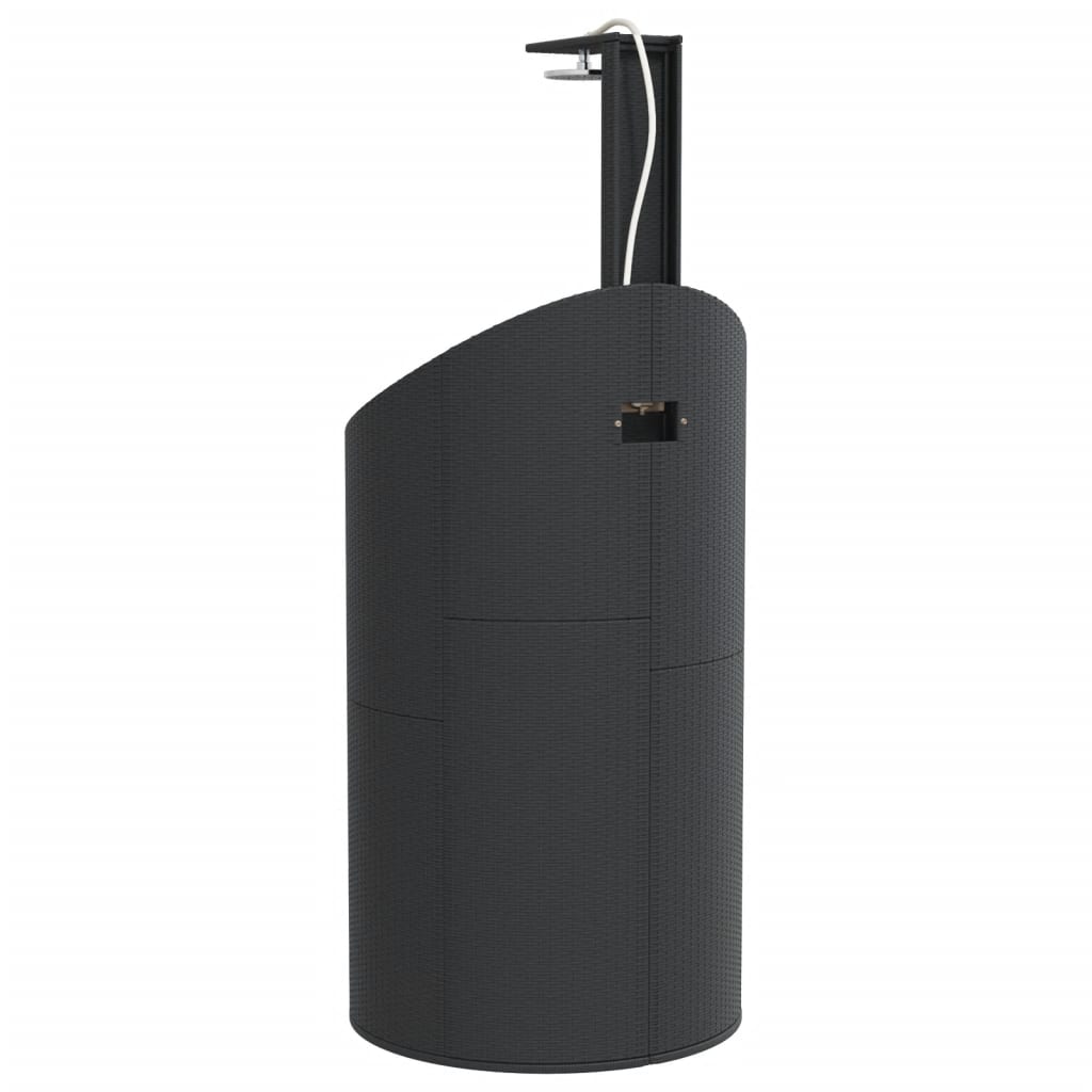 vidaXL Douche d'extérieur noir 100x100x241,5 cm poly rotin bois acacia