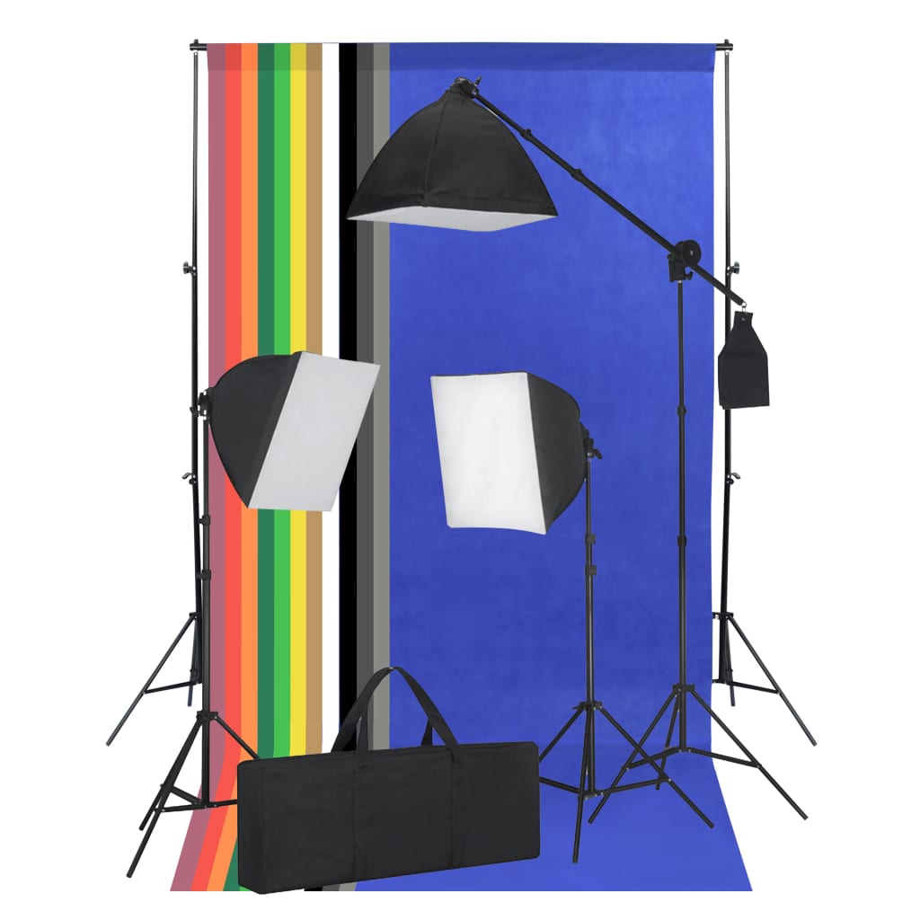 vidaXL Kit de studio photo avec boîte à lumière et toiles de fond