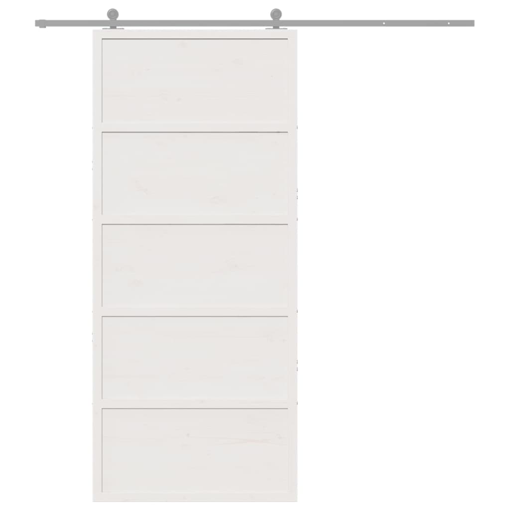 vidaXL Porte de grange blanc 90x208 cm bois massif de pin