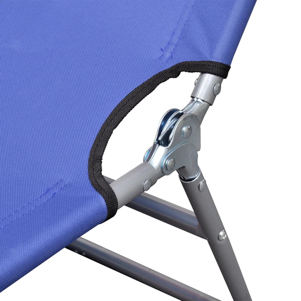 vidaXL Chaise longue pliable acier enduit de poudre bleu