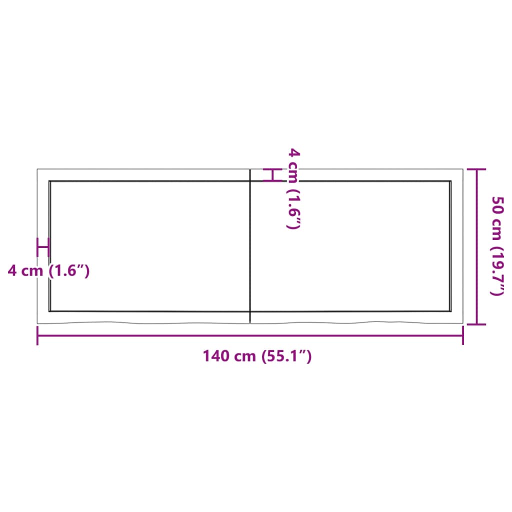 vidaXL Dessus de table 140x50x(2-6) cm bois de chêne massif non traité