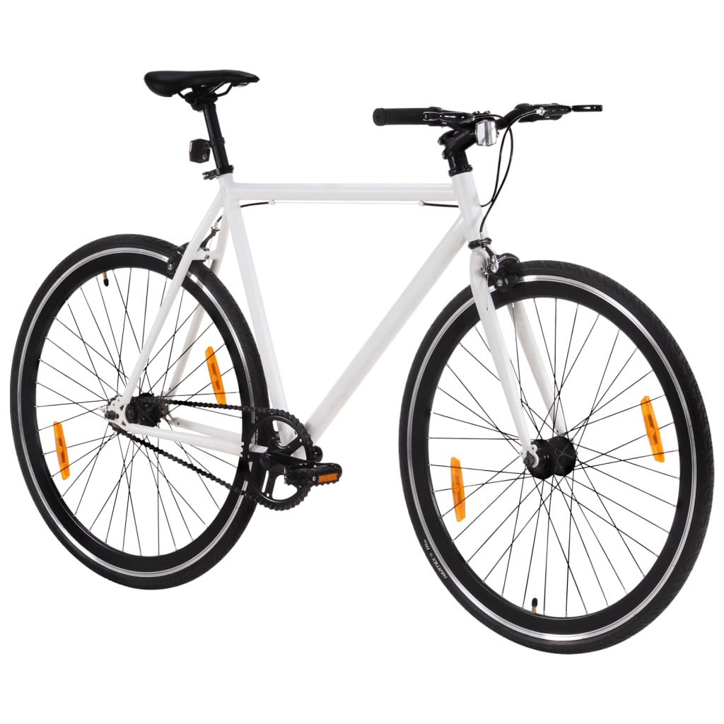 vidaXL Vélo à pignon fixe blanc et noir 700c 51 cm