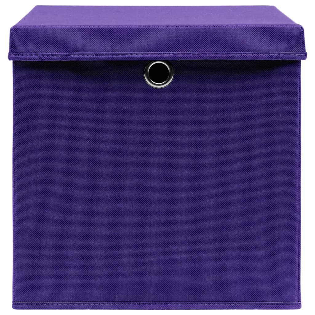 vidaXL Boîtes de rangement avec couvercles 4 pcs 28x28x28 cm Violet