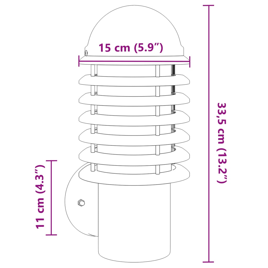 vidaXL Applique murale d'extérieur noir acier inoxydable