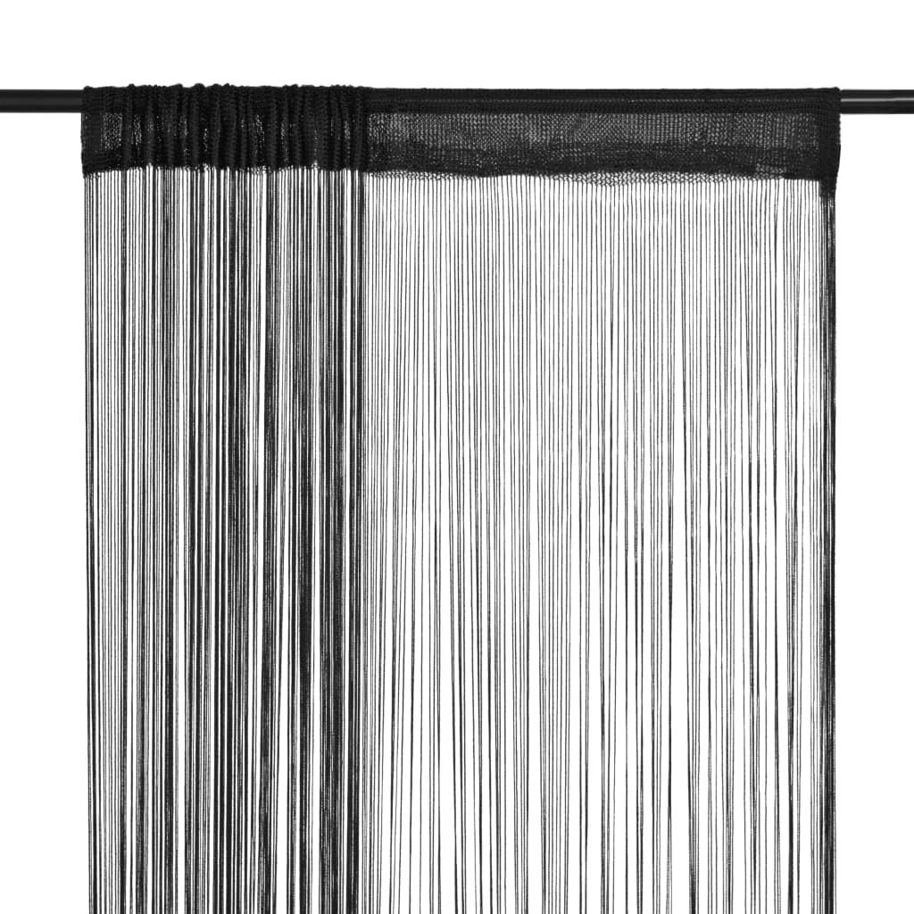 vidaXL Rideau en fils 2 pcs 140 x 250 cm Noir