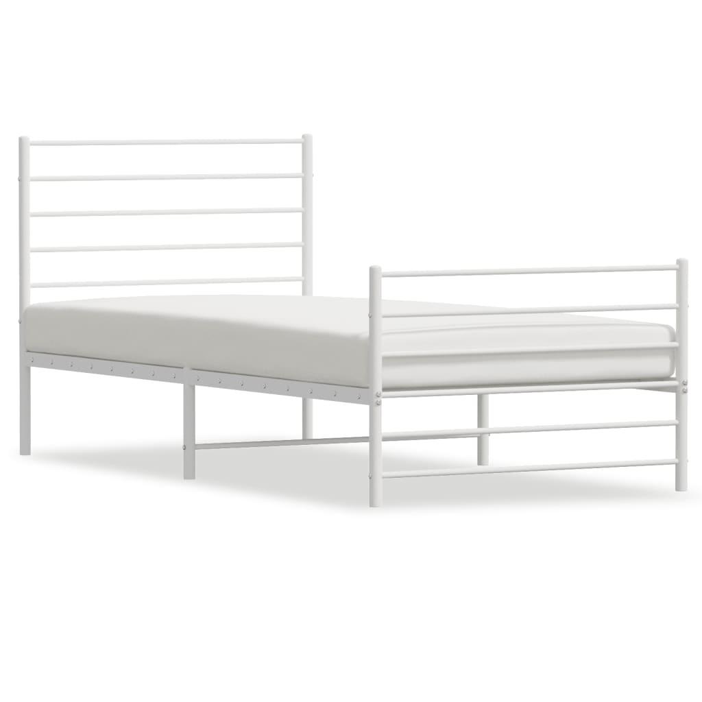 vidaXL Cadre de lit métal sans matelas et pied de lit blanc 100x200 cm