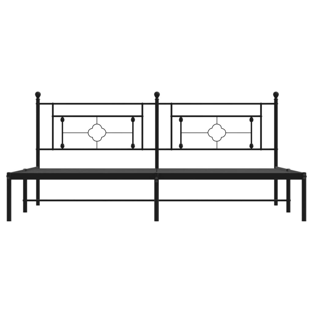 vidaXL Cadre de lit métal sans matelas avec tête de lit noir 193x203cm