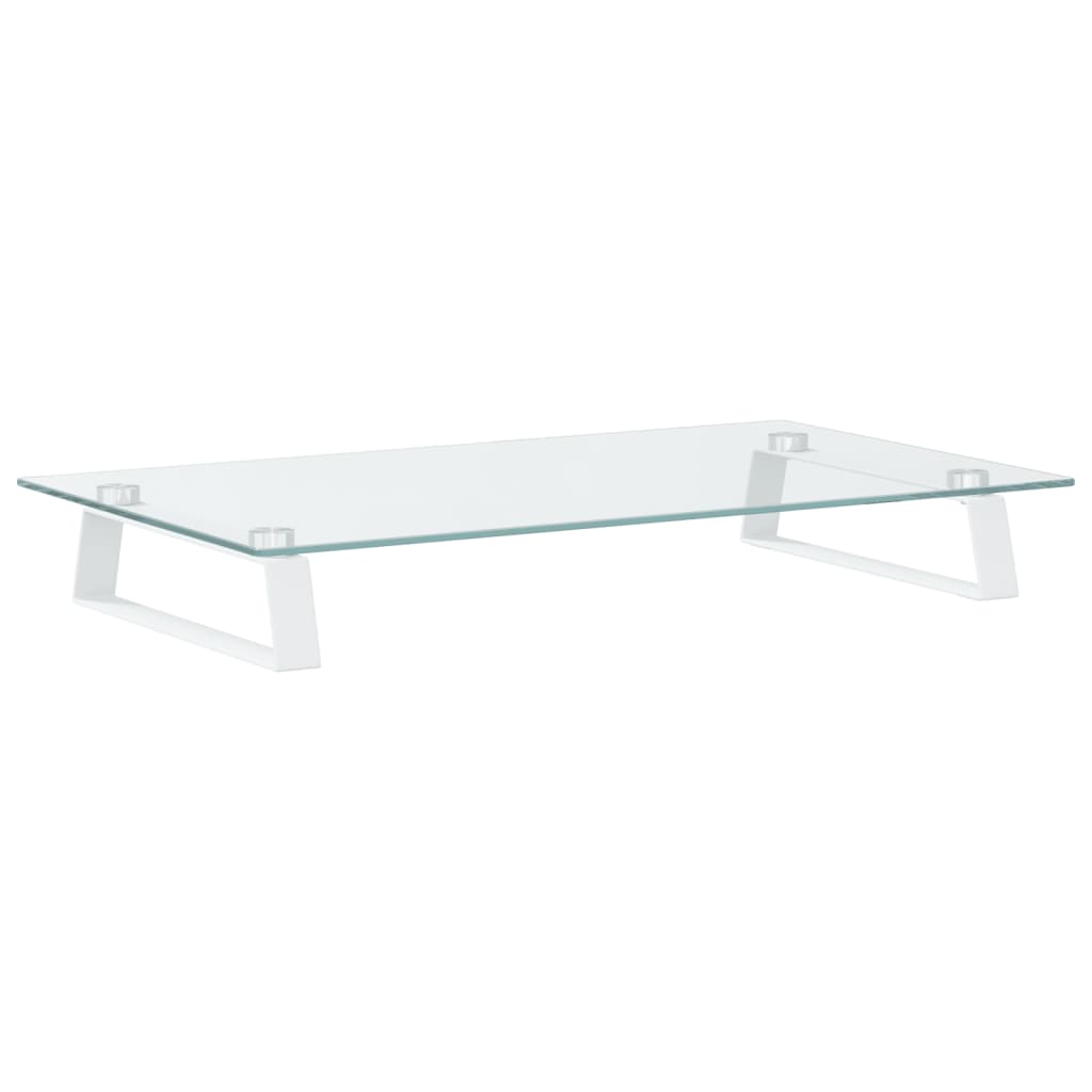 vidaXL Support de moniteur blanc 60x35x8 cm verre trempé et métal